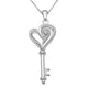 Load image into Gallery viewer, Jewelili Sterling Silver With Diamonds Heart Key Pendant Necklace
