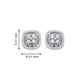 Load image into Gallery viewer, Jewelili Square Shape Stud Earrings with White Diamonds in Sterling Silver View 4
