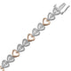 Load image into Gallery viewer, Jewelili Link Bracelet with Heart Miracle Plated White Diamonds in 14K Rose Gold over Brass View 2
