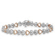 Load image into Gallery viewer, Jewelili Link Bracelet with Heart Miracle Plated White Diamonds in 14K Rose Gold over Brass View 1
