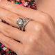 Load image into Gallery viewer, Jewelili Sterling Silver With 1/10 CTTW Diamonds and Green Amethyst Halo Cocktail Ring
