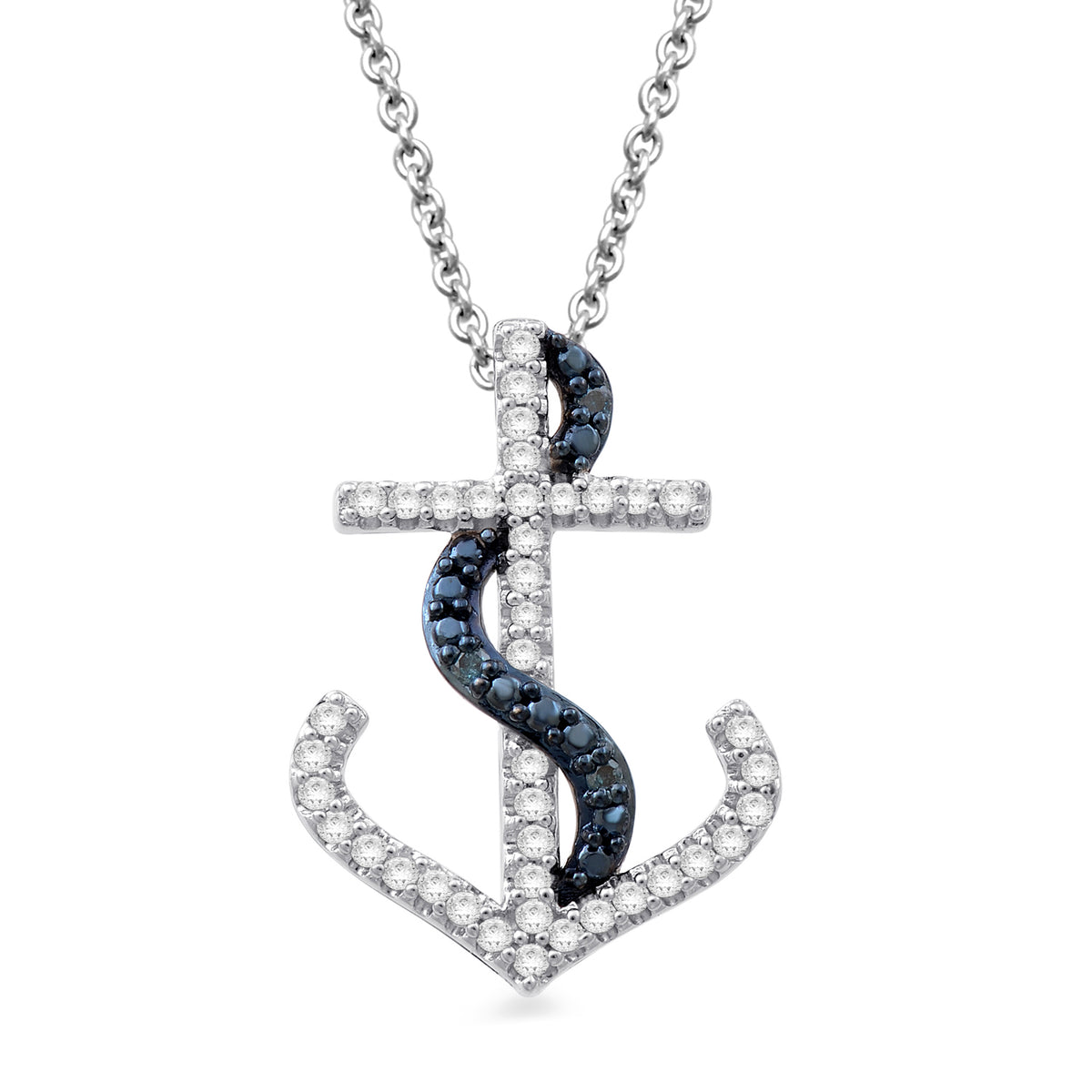 Jewelili Diamond Pendant Necklace in Sterling Silver Jewelry