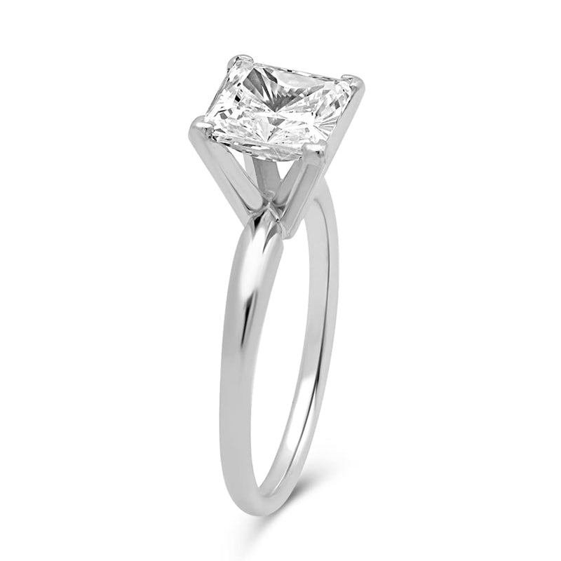 Jewelili 10K White Gold with Princess Cut Cubic Zirconia Solitaire Ring