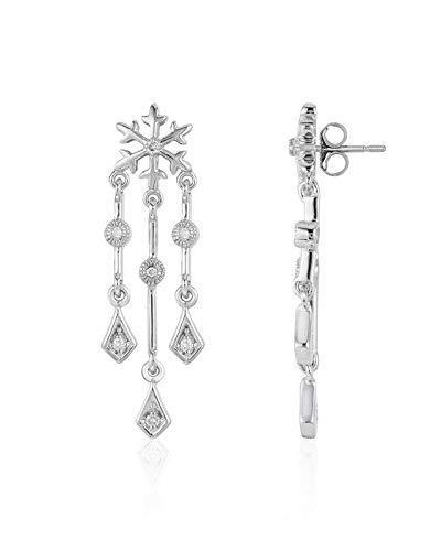 Enchanted Disney Fine Jewelry 14K White Gold 1/10 CTTW Elsa Frozen Dangling Earrings
