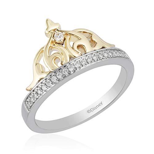 Enchanted Disney Fine Jewelry 14K Yellow Gold over Sterling Silver with 1/10cttw Jasmine Tiara Ring