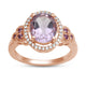 Load image into Gallery viewer, Jewelili Halo Ring with Oval Rose De France with Created White Sapphire in 10K Rose Gold View 1
