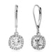 Load image into Gallery viewer, Jewelili Sterling Silver with Cushion and Round Created White Sapphire Halo Dangle Earrings
