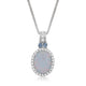 Load image into Gallery viewer, Jewelili Sterling Silver Created Opal with Swiss Blue Topaz and Created White Sapphire Pendant Necklace

