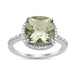 Load image into Gallery viewer, Jewelili Sterling Silver With 1/10 CTTW Diamonds and Green Amethyst Halo Cocktail Ring
