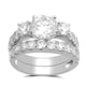 Load image into Gallery viewer, Jewelili 3-Stone Bridal Set with Round Shape Cubic Zirconia in Sterling Silver View 1
