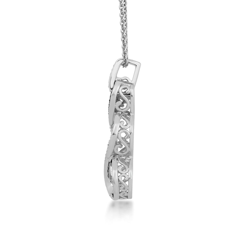 Jewelili Sterling Silver With Treated Blue and White Natural Diamond Accent Twist Pendant Necklace