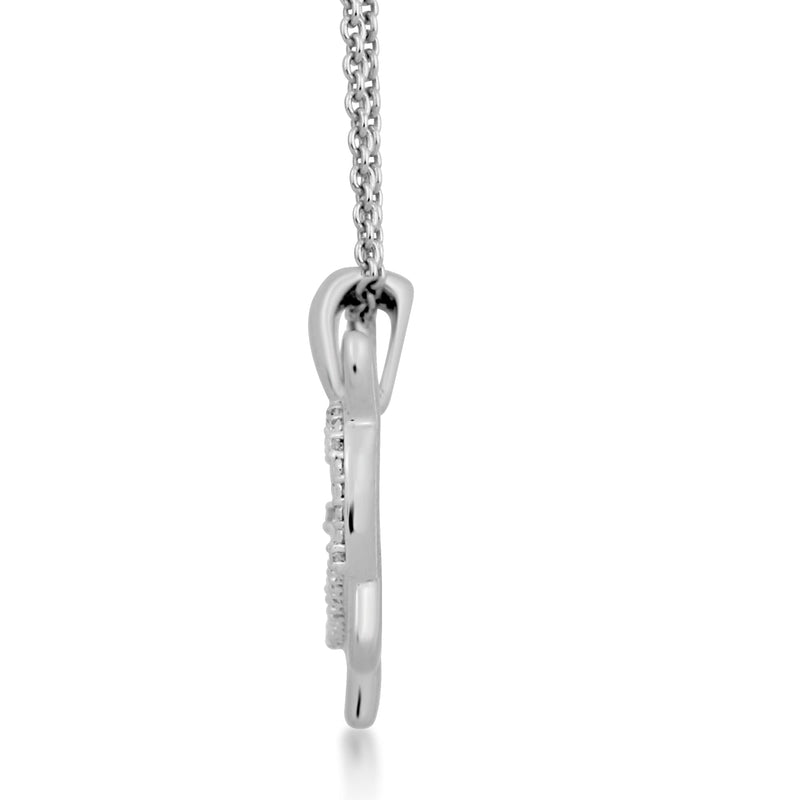 Jewelili Sterling Silver With Natural White Diamond Accent Dachshund Dog Pendant Necklace