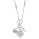 Load image into Gallery viewer, Jewelili Sterling Silver With 1/5 CTTW Natural White Diamond Heart, Lock and Key Charm Pendant Toggle Necklace
