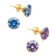 Load image into Gallery viewer, Jewelili Stud Earrings with Round Cut Lavender and Blue Cubic Zirconia in 10K Yellow Gold View 2
