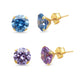 Load image into Gallery viewer, Jewelili Stud Earrings with Round Cut Lavender and Blue Cubic Zirconia in 10K Yellow Gold View 1

