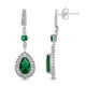 Load image into Gallery viewer, Jewelili Teardrop Drop Earrings with Pear and Round Simulated Emerald, Created Round White Sapphire in Sterling Silver View 1
