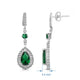 Load image into Gallery viewer, Jewelili Teardrop Drop Earrings with Pear and Round Simulated Emerald, Created Round White Sapphire in Sterling Silver View 5
