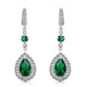 Load image into Gallery viewer, Jewelili Teardrop Drop Earrings with Pear and Round Simulated Emerald, Created Round White Sapphire in Sterling Silver View 3
