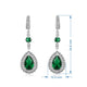 Load image into Gallery viewer, Jewelili Teardrop Drop Earrings with Pear and Round Simulated Emerald, Created Round White Sapphire in Sterling Silver View 4
