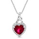 Load image into Gallery viewer, Jewelili Heart Pendant Necklace with Created Ruby and Created White Sapphire in Sterling Silver 
