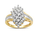 Load image into Gallery viewer, Jewelili Yellow Gold over Sterling Silver With 1/4 CTTW Natural White Diamonds Cluster Ring
