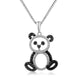 Load image into Gallery viewer, Jewelili Baby Panda Pendant Necklace with Treated Black and Natural White Round Shape Diamonds in Sterling Silver 1/10 CTTW 
