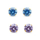 Load image into Gallery viewer, Jewelili Stud Earrings with Round Cut Lavender and Blue Cubic Zirconia in 10K Yellow Gold View 3

