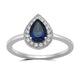 Load image into Gallery viewer, Jewelili Sterling Silver With Pear Shape Created Blue Sapphire and Round Created White Sapphire Ring
