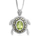 Load image into Gallery viewer, Jewelili Sterling Silver With Oval Shape Peridot and Round Created White Sapphire Turtle Pendant Necklace

