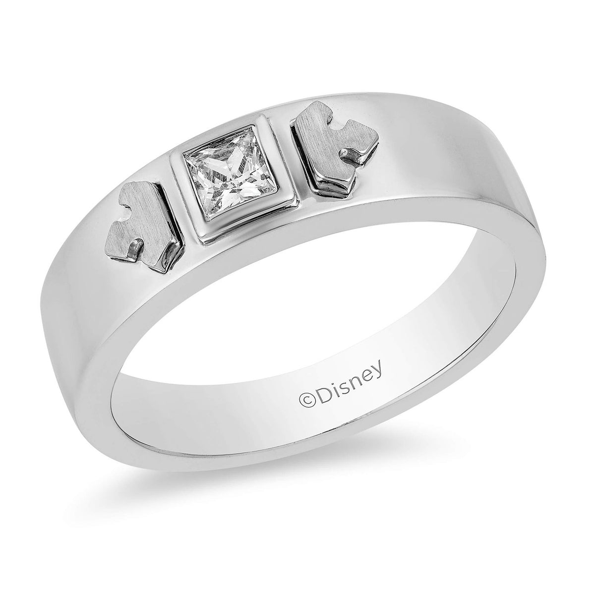 Enchanted Disney Diamond Men's Ring 14K White Gold Jewelry 1/4