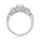 Load image into Gallery viewer, Jewelili Sterling Silver With Created Opal and Created White Sapphire Three Stone Engagement Ring
