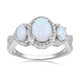 Load image into Gallery viewer, Jewelili Sterling Silver With Created Opal and Created White Sapphire Three Stone Engagement Ring
