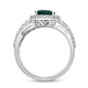 Load image into Gallery viewer, Jewelili Halo Ring with Created Emerald and Created White Sapphire in Sterling Silver View 4
