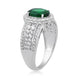 Load image into Gallery viewer, Jewelili Halo Ring with Created Emerald and Created White Sapphire in Sterling Silver View 3
