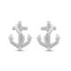 Load image into Gallery viewer, Jewelili Sterling Silver With Natural White Diamond Accent Anchor Stud Earrings
