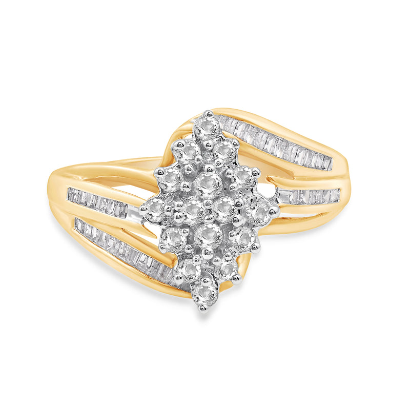 Jewelili Cluster Ring with Diamonds in 10K Yellow Gold 1/2 CTTW View 6
