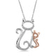 Load image into Gallery viewer, Jewelili Sterling Silver and 10K Rose Gold with Diamonds Cat Pendant Necklace
