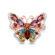 Load image into Gallery viewer, Jewelili 14K Rose Gold over Sterling Silver 1/20 CTTW Diamond and Multi Gemstones Butterfly Ring
