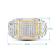 Load image into Gallery viewer, Jewelili 18K Yellow Gold Over Sterling Silver 1/10 CTTW Natural White Round Cut Diamonds Men&#39;s Ring
