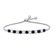Load image into Gallery viewer, Jewelili Sterling Silver Round Created Blue Sapphire and Created White Sapphire Bolo Bracelet
