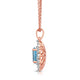 Load image into Gallery viewer, Jewelili 14K Rose Gold over Sterling Silver 7x5 MM Oval Created Aqua Spinal and 1/20 Cttw Natural White Round Diamond Pendant Necklace
