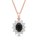 Load image into Gallery viewer, Jewelili 14K Rose Gold over Sterling Silver 7x5 MM Oval Created Black Sapphire and 1/20 Cttw Natural White Round Diamond Pendant Necklace
