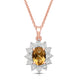 Load image into Gallery viewer, Jewelili 14K Rose Gold over Sterling Silver 7x5 MM Oval Genuine Citrine and 1/20 Cttw Natural White Round Diamond Pendant Necklace
