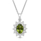 Load image into Gallery viewer, Jewelili Sterling Silver 7x5 MM Oval Genuine Peridot and 1/20 Cttw Natural White Round Diamond Pendant Necklace
