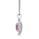 Load image into Gallery viewer, Jewelili Sterling Silver 7x5 MM Oval Created Pink Sapphire and 1/20 Cttw Natural White Round Diamond Pendant Necklace
