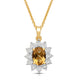 Load image into Gallery viewer, Jewelili 18K Yellow Gold over Sterling Silver 7x5 MM Oval Genuine Citrine and 1/20 Cttw Natural White Round Diamond Pendant Necklace
