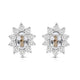 Load image into Gallery viewer, Jewelili Sterling Sliver 6x4 MM Oval Created White Sapphire and 1/20 Cttw Natural White Round Diamond Cluster Stud Earrings
