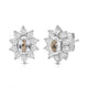 Load image into Gallery viewer, Jewelili Sterling Sliver 6x4 MM Oval Created White Sapphire and 1/20 Cttw Natural White Round Diamond Cluster Stud Earrings
