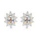 Load image into Gallery viewer, Jewelili 18K Yellow Gold over Sterling Sliver 6x4 MM Oval Created White Sapphire and 1/20 Cttw Natural White Round Diamond Cluster Stud Earrings
