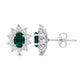 Load image into Gallery viewer, Jewelili Sterling Sliver 6x4 MM Oval Created Emerald and 1/20 Cttw Natural White Round Diamond Cluster Stud Earrings
